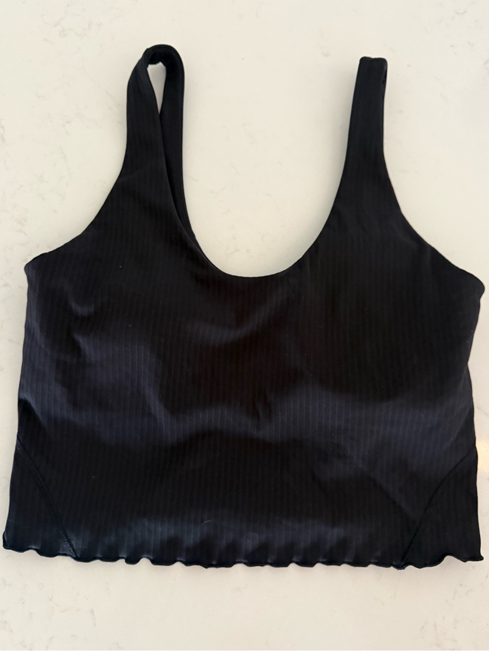 Lululemon Women’s Black Ribbed Lettuce-hem Scoop Neck Tank Top (8)
